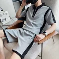 thumbnail image 2 of Conjunto de camiseta y pantalones cortos tipo polo para hombre, estilo coreano, sudadera elástica de alta calidad, ropa holgada a juego para hombre, 2 of 4
