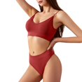 thumbnail image 1 of Ensemble de Lingerie Sans Coutures à Col en V 2 Pcs pour Femmes, Soutien-Gorge Sans Rembourrage et String, Ensembles de Soutiens-Gorge pour Femmes Grande Taille, Jeu de Rôle, Ensembles de Soutiens-Gorge pour Femmes, Culottes de Nuit, Ensembles de Soutiens-Gorge pour Femmes, Bourgogne TTG, 1 of 8
