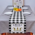 thumbnail image 4 of Table Runner Dresser Scarves 72 Inch Long, Farm Bee Gnome Daisy Floral Linen Dining Table Runners White Black Plaid Buffalo Tabletop Scarf for Wedding Holiday Party Kitchen, 4 of 7