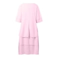 thumbnail image 4 of Women's Fashion Solid Casual Short Sleeve Crew Neck Dress - Double Layer Slit, Loose Fit - Daily/Party/Elegant Dress, 4 of 6