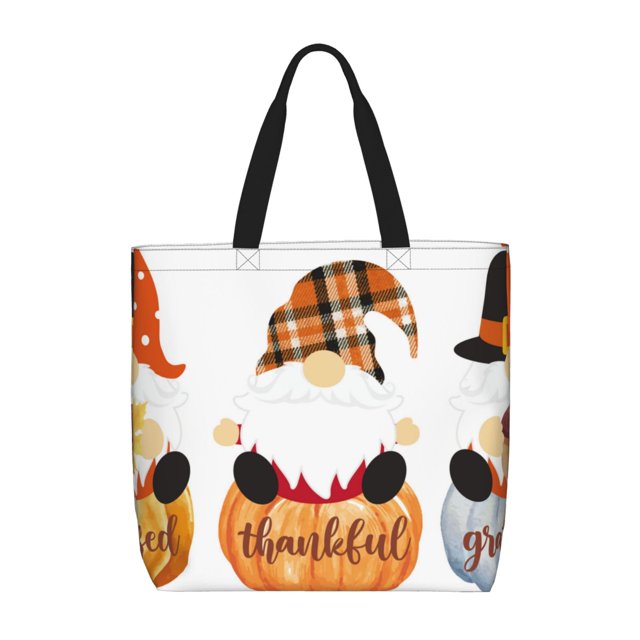 Fotbe Autumn Gnomes Bolsa Tote con Estampado para Mujer, Bolsos con Cremallera, Bolsa de Hombro Casual de Gran Capacidad con Bolsillos Internos