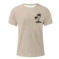 thumbnail image 5 of ZCFZJW Summer T-Shirts for Men Big and Tall Regular Fit Casual Tropical Palm Tree Print Short Sleeve Crewneck Basic Workout Tees Shirt Tops Khaki XXXXL, 5 of 5
