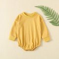 thumbnail image 3 of Pandaie Baby Solid Color Clothes Bubble Romper Newborn Boy Girl Fall Winter Long Sleeve Bodysuit Infant Daily Wear Yellow,12-18 Months, 3 of 7