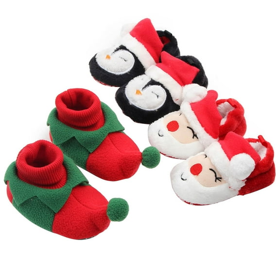DcoolMoogl Newborn Infant Baby Christmas Shoes Santa Slippers Booties Anti-Slip Socks Boots Winter Warm Prewalkes