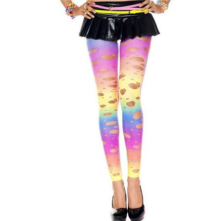 Music Legs Women's Tattered rainbow leggings