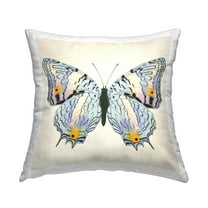 Stupell Industries Butterfly with Yellow Details 18" x 18" Insects Print Polyester Throw Pillow, Zip Closure 1 Count
