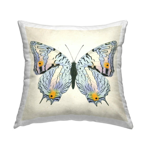 Stupell Industries Butterfly with Yellow Details 18" x 18" Insects Print Polyester Throw Pillow, Zip Closure 1 Count