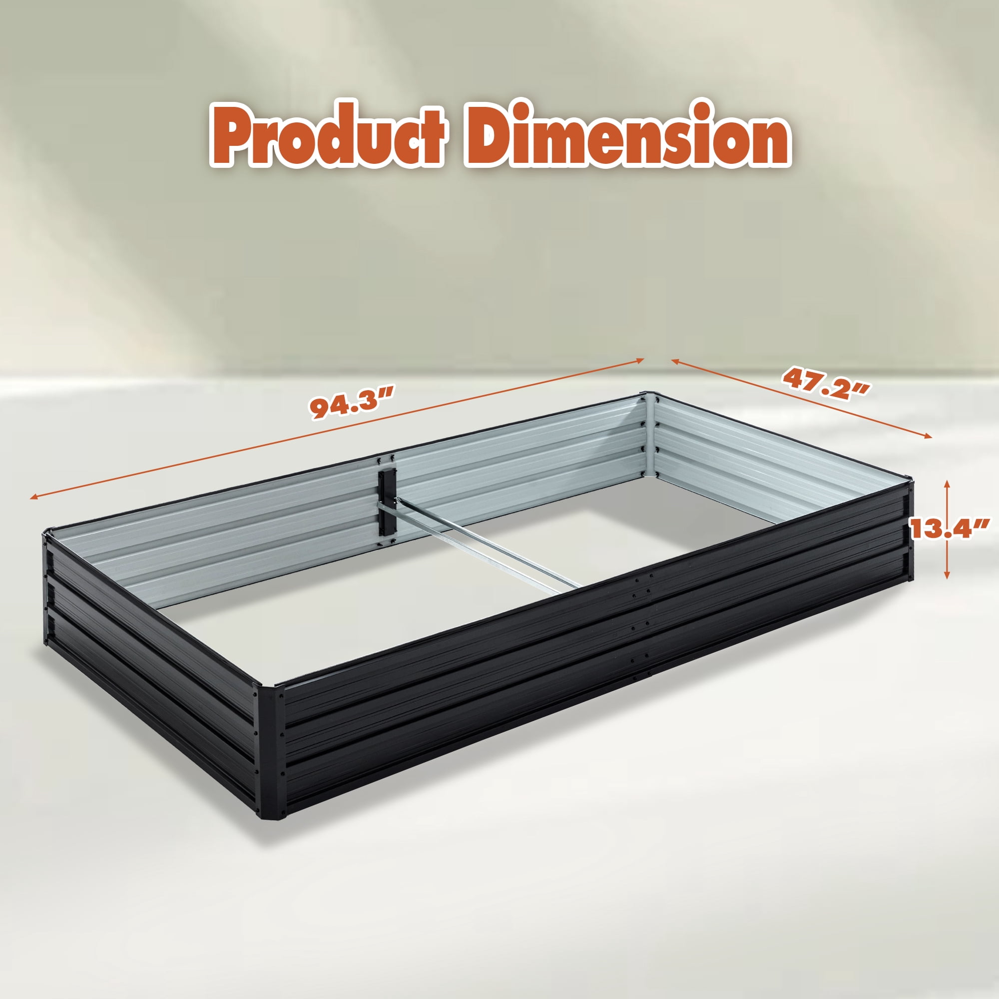 Aukfa Galvanized Raised Garden Bed Outdoor, Metal Planter Box for Vegetables/Flowers/Herbs, 8x4x1FT, Black