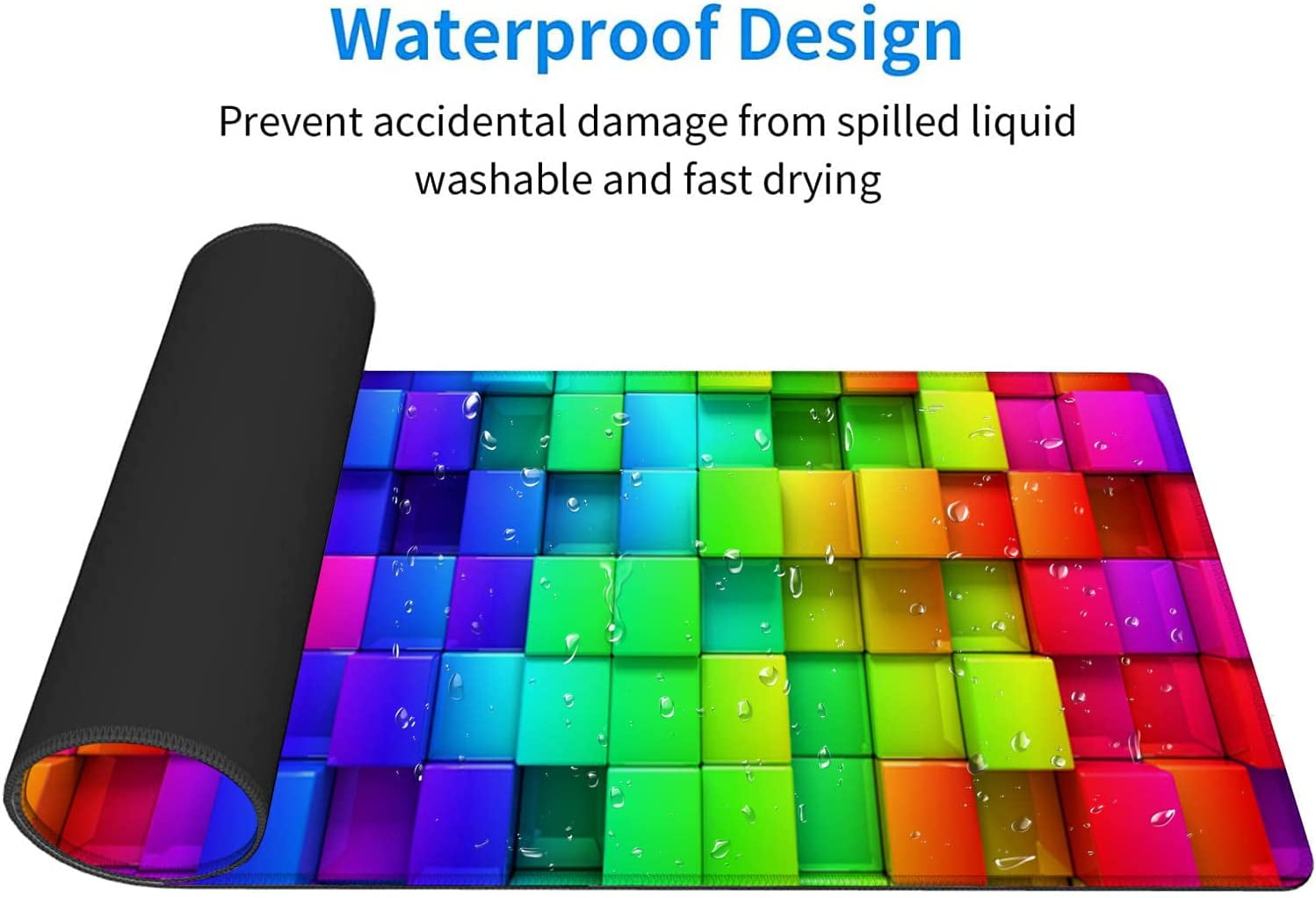 Large Mouse Pad,Colorful Rendering Cubes Large XL Desk Mat Extended Waterproof Mouse Mat with Stitched Edges and Non-Slip Base for Office Gaming Home 31.5 X 11.8 Inch