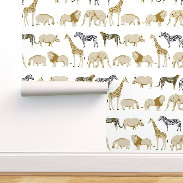 Commercial Grade Wallpaper 27ft x 2ft - Safari Quilt Rhino Elephant Giraffe Coordinate Cute Nursery Lion Kids Baby Animals Traditional Wallpaper by Spoonflower Commercial Grade Wallpaper 27ft x 2ft - Safari Quilt Rhino Elephant Giraffe Coordinate Cute Nursery Lion Kids Baby Animals Traditional Wallpaper by Spoonflower