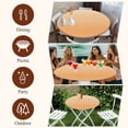 thumbnail image 7 of Orange Striped Round Tablecloth, Fitted Table Cover with Elastic for 36"-44" Round Tables, Modern Minimalist Vertical Stripes Art Table Cloth Outdoor Indoor Dinning Party Waterproof Tablecloths, 7 of 7