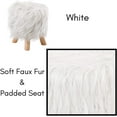 thumbnail image 2 of BirdRock Home Faux Fur Foot Stool Ottoman with Wood Legs - White, 2 of 9