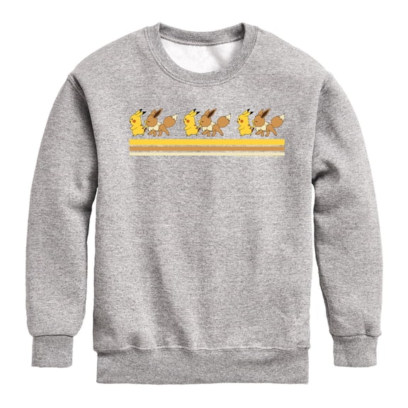 Pokémon - Pikachu Eevee Friends Retro Stripe Graphic Long Sleeve Fleece Sweatshirt