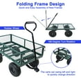 thumbnail image 4 of Kumix 600 Lbs Steel Garden Cart, Heavy Duty Garden Wagon Cart Pullable on Wheels, Metal Yard Utility Wagon Carts with 10" All Terrain Tires, Mesh Removable Sides and 180°Rotating Handle, Green, 4 of 8