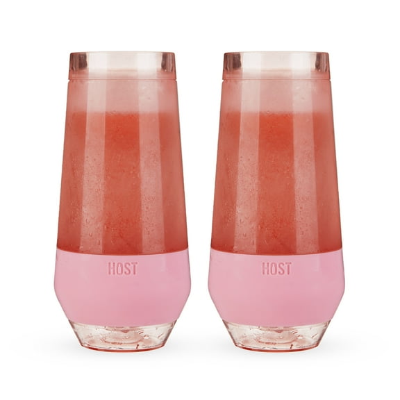 Host Champagne Freeze Cooling Cups Drinking Glasses 9oz Set of 2 Blush Tint