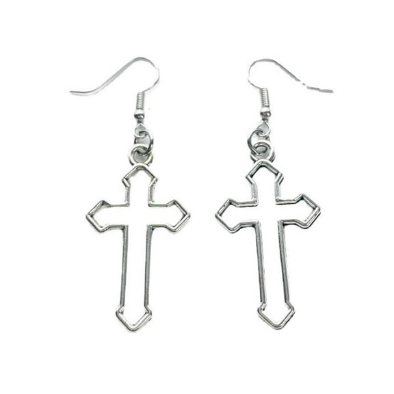 WE-POLUJ Hollow Cross Dangle Earrings Jewelry Fashion Long Drop Earrings for Women Men