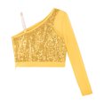 thumbnail image 4 of Zaldita Girls Kids Sequins Metallic Hip Hop Jazz Crop Top Athletic Tees for Gymnastic Leotards Sports Dancewear Activewear A Gold 8, 4 of 7