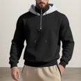 thumbnail image 2 of IWRICH Mens Casual Cotton Hoodies Drawstring Quarter Zip Pullover Sweatshirts M, 2 of 9