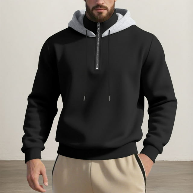 MHFRRA Sudadera con Capucha, Cremallera y Cuello Alto, Cómoda y Ligera, Ideal para Uso Informal y Actividades Al Aire Libre Negro