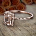 thumbnail image 4 of 1.50 Carat Peach Pink Real Morganite (emerald cut Real Morganite) Diamond Halo Engagement Ring Sterling Silver with 18k Gold Plating, 4 of 5