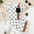 thumbnail image 2 of Kucnuzki 18 Months Infant Boy Summer Outfits Shorts Sets 24 Months Short Sleeve Monogram Prints T-Shirt Tops WalkShorts 2PCS Set White, 2 of 8