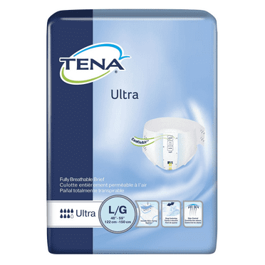 TENA Ultra Adult Incontinent Brief 67300 Large Pack of 40, White/Blue