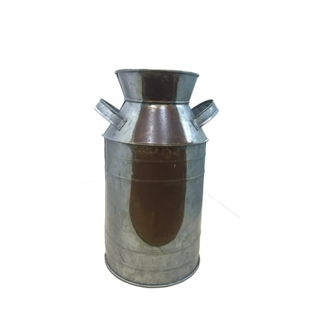 

WONISOLI Countryside Galvanized Metal Milk Can Shape Pitcher Gray