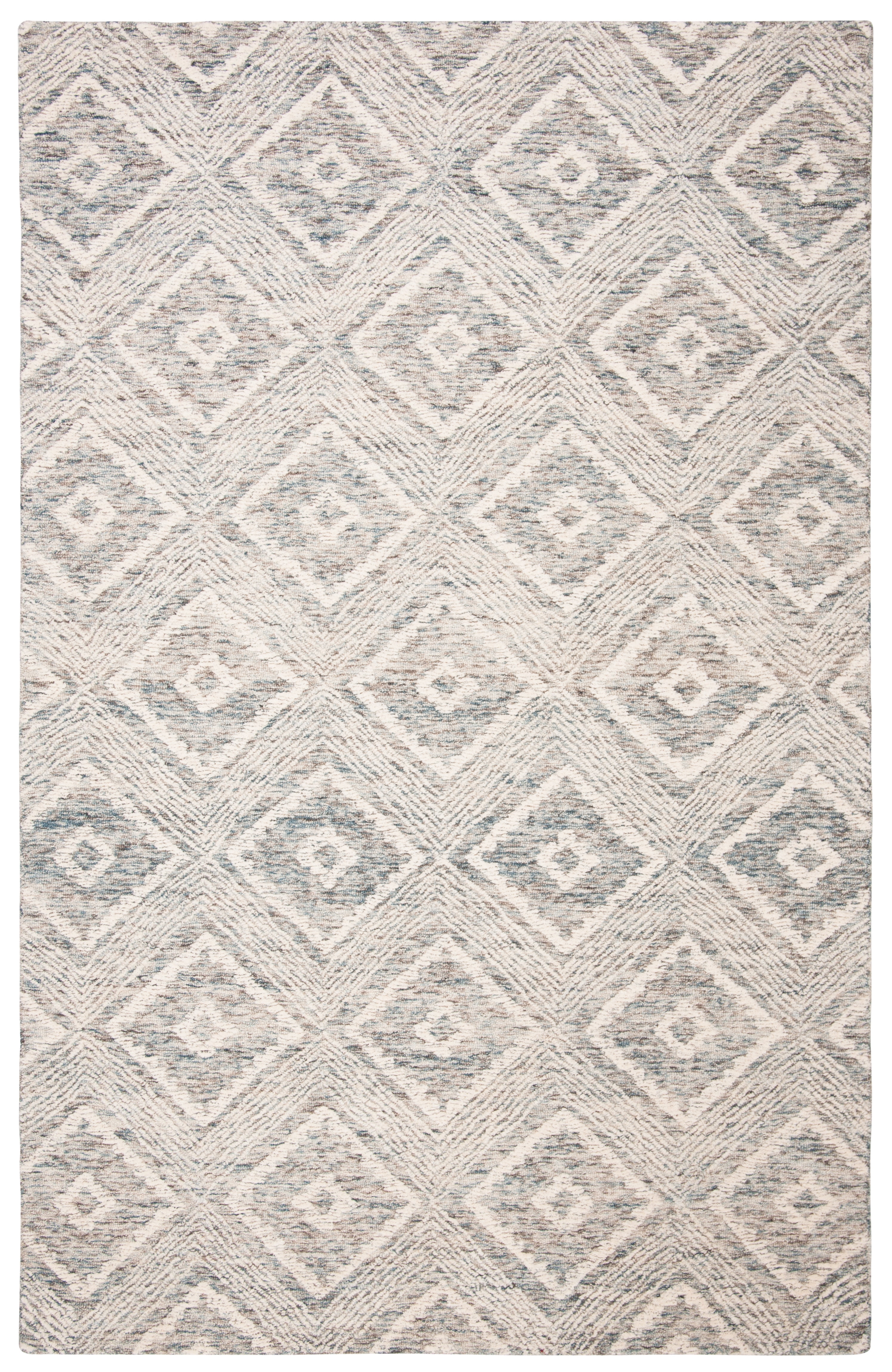 SAFAVIEH Abstract Louise Geometric Wool Area Rug, Ivory/Denim, 8' x 10'
