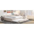 thumbnail image 5 of Newest Full Size Upholstered Platform Bed with USB and Twin Size Trundle, Beige, 5 of 9