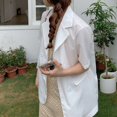 thumbnail image 4 of Turndown Collar Short sleeve Blazer Women Loose Jacket Suits Female Tops, 4 of 10