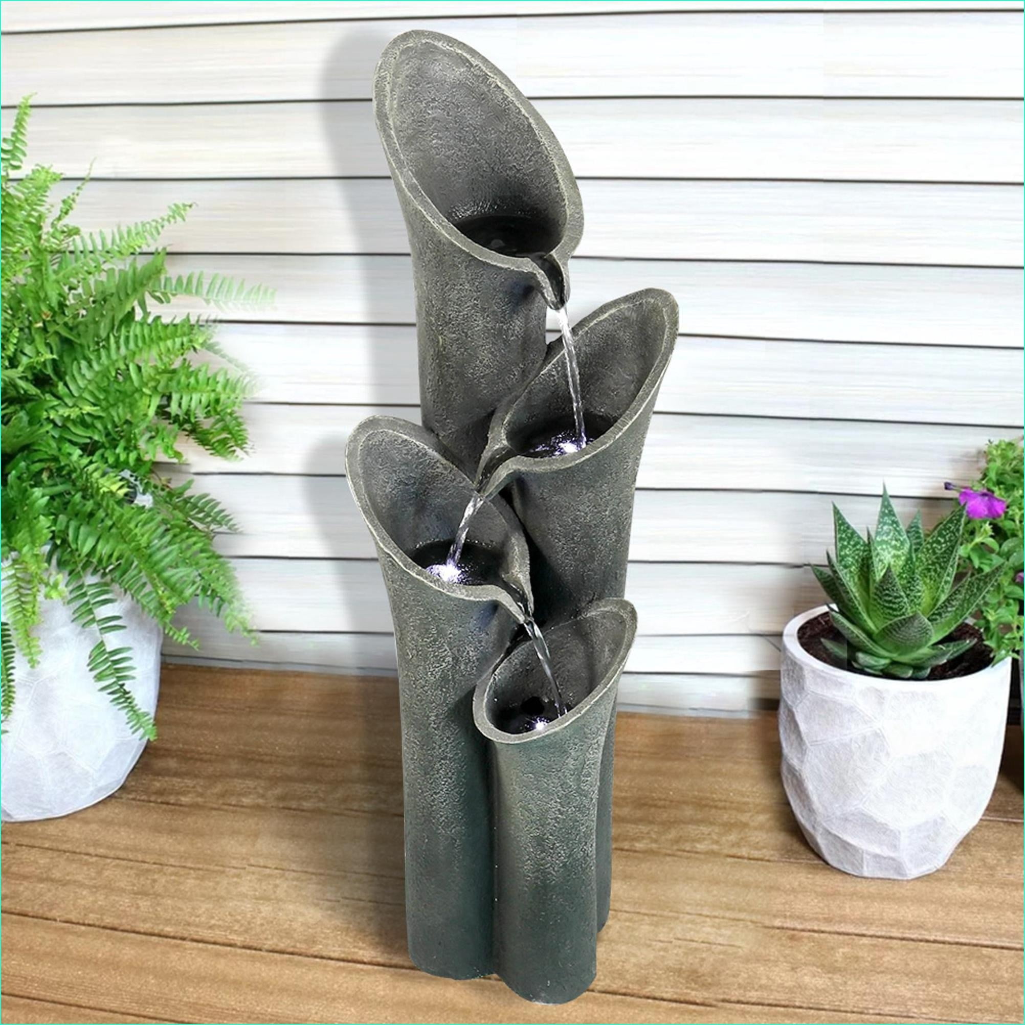 Fountains 33.5" 4-Tier Cascading Outdoor Patio Garden Fountain, Weather Resistant | Resin | Tiered Waterfall Fountain