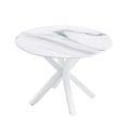 thumbnail image 3 of Tcbosik 42 inch Round Dining Table with Faux Marble Top for 4-6 Person, Modern Kitchen Table with Cross Legs for Living Room, White, 3 of 6
