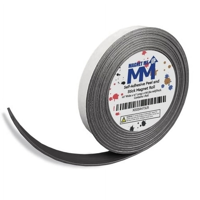 Magnetic Strip, Indoor Adhesive, 12 lb. Max. Pull, 10 ft. Length, 1 Width,  0.06 Thickness