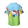 thumbnail image 6 of Lsque Sanrio print Men's Cuban Collar Short Sleeve Shirt Summer Beachwear Casual Button Down Fashionable Vacation Leisure Shirt-Small, 6 of 7