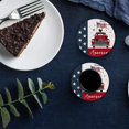 thumbnail image 6 of FMSHPON Independence Day Vintage Pickup Truck American Flag Retro Car Farm House Set of 6 Round Coaster Drinks, Absorbent Ceramic Stone Coasters Cup Mat Cork Base Coffee Table Bar Decor, 6 of 6