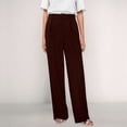 thumbnail image 2 of Pantalones de trabajo de mujer, de pierna ancha y cintura alta - Poliéster y spandex, estilo informal de negocios, bolsillos delanteros plisados, ropa para la oficina y las vacaciones, 2 of 6