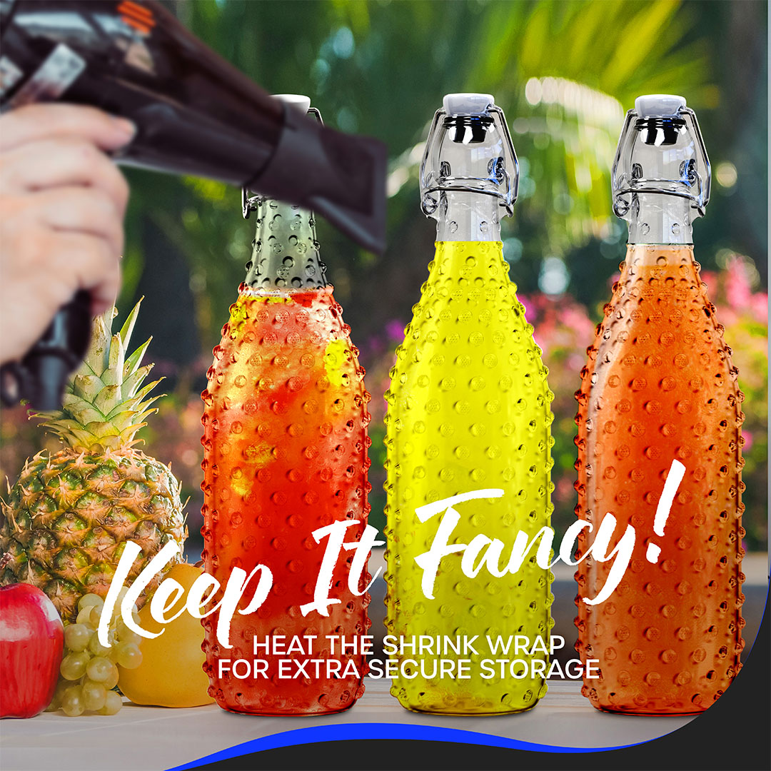 Nevlers 33 oz Dotted Swing Top Bottles (Pack of 6) | Includes Funnel, Brush, Marker, Tags and Shrink Wrap
