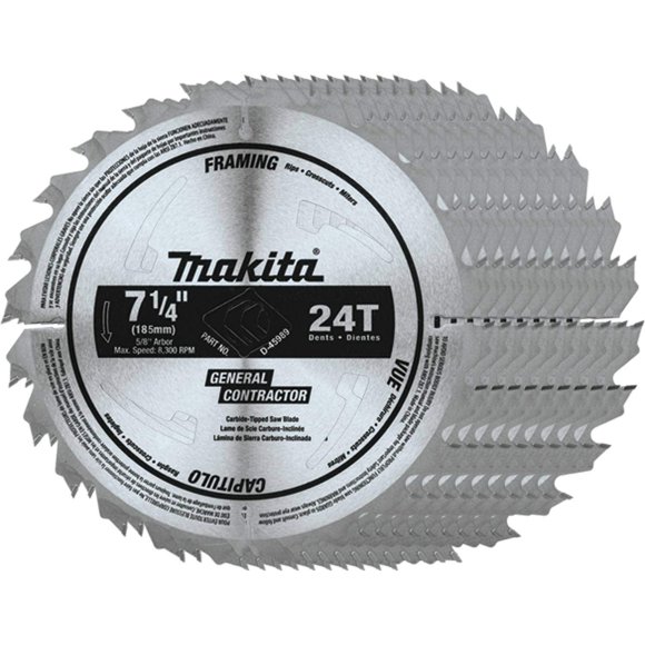 Makita D-45989-10 7-1/4" 24T Carbide-Tipped Circular Saw Blade, Framing/General Purpose, 10/pk