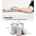 thumbnail image 3 of DADAWEN Women's Open Toe Platforms Hight Block Chunky Heels Sandals Party Wedding Dress Shoes Silver 8 US, 3 of 6