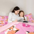 thumbnail image 5 of Homewish Kawaii Fox Lover Queen Comforter Set for Kids, Pink Blossoms Flower Floral Bedding Sets, Cute Cartoon Animal Reversible Bedding Comforter Set, Luxury Bedroom Decor, 3-Piece, 5 of 8