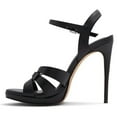 thumbnail image 2 of FSJ Women Stylish Strappy Round Open Toe Ankle Strap Sandals Platform Stilettos High Heel Formal Events Parties Shoes Size 8.5 Black, 2 of 4