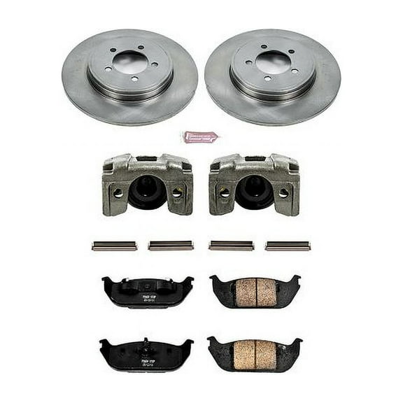 PowerStop Rear Stock Replacement Brake Pad and Rotor Kit with Calipers Fits: LINCOLN Select Models KCOE3025