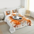 thumbnail image 3 of Homewish Soccer Football Print 3-Piece Full Size Comforter Sets For Teens,Orange Watercolor Splash Bedding Comforter Set,Sport Ball Game Lightweight Bedding Sets,Luxury Bedroom Decor,Reversible, 3 of 8