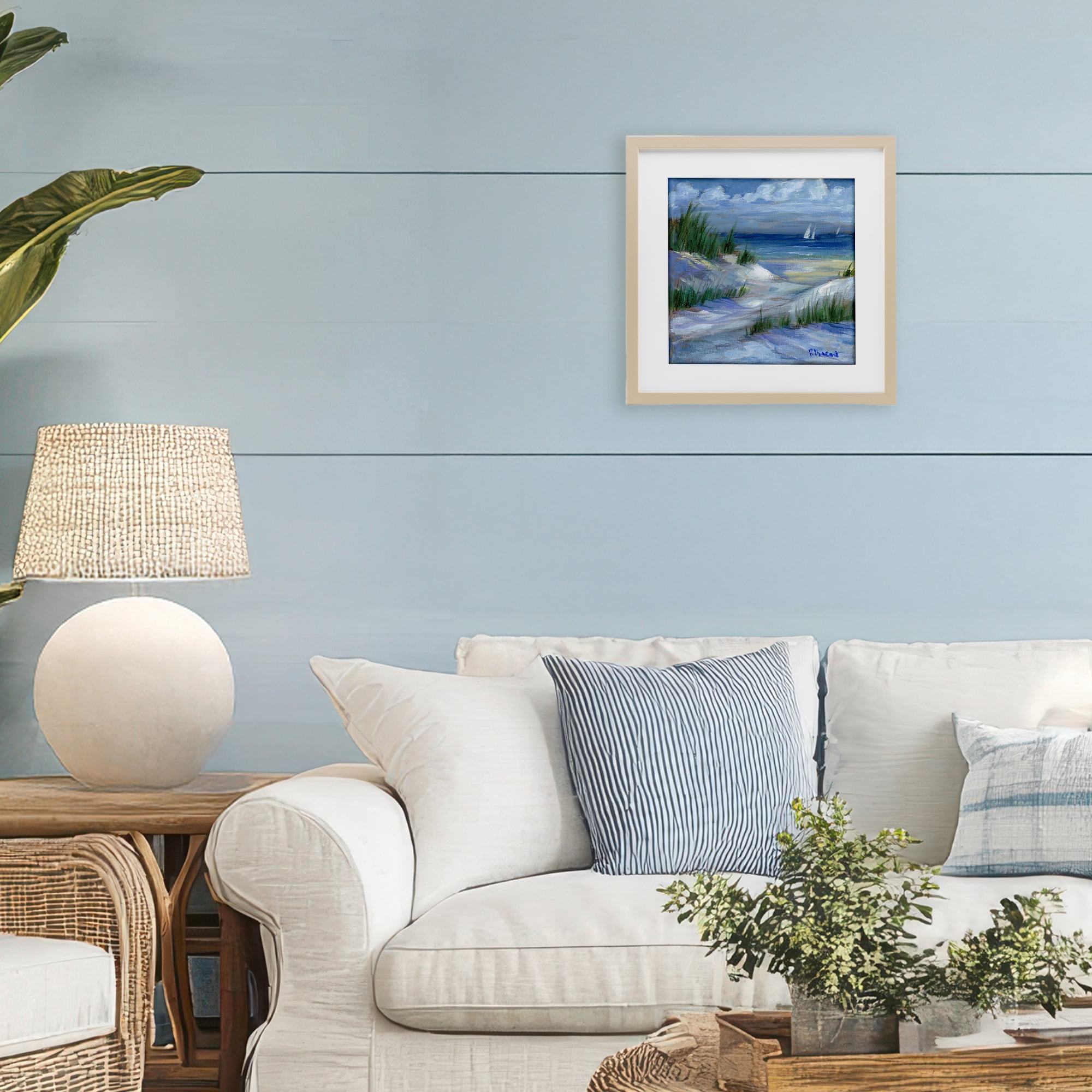 Stupell Industries Crooked Island Dunes & Sailboats Birch Framed Print Under Glass, design by Paul Brent