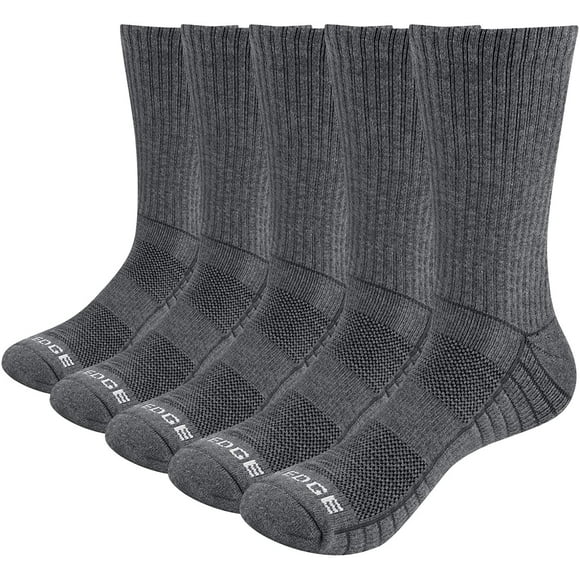 Men's Moisture Wicking Work Boot Socks 5Pairs/Pack Comfort Cotton Heavy Cushion Crew Sports Athletic Socks