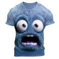 thumbnail image 3 of EliteGoogv Mens T Shirt Funny Expression Graphic Short Sleeve Tee For Men Breathable Casual Top With Cute Cartoon Face Summer Shirt Blue L, 3 of 8