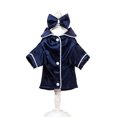 thumbnail image 2 of Satin Pet Pajama with Bow Button Up Dog Shirt Breathable Polyester Loungewear for Small Medium Puppy Cats Indoor Sleep Party, 2 of 4