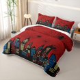 thumbnail image 3 of Erosebridal Polka Dot Spider City Quilt Full for Boys Girl, Red Halloween Comic Town Full Bedspread Sets, 3-Piece, 3 of 7