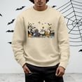 thumbnail image 2 of Long Sleeve Shirts for Men Comfort Wash Sweatshirt Cow Sweatshirt Men Athletic Tops Thick Sweatshirts for Cute Fall Halloween Men's Fall And Winter Hoodless Beige M, 2 of 6