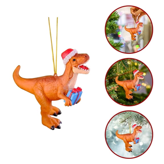 Cute Dinosaur Christmas Ornament, Acrylic Hanging Pendant with Santa Hat, Festive Xmas Tree Decor for Kids, Holiday Home Decoration, 1PC